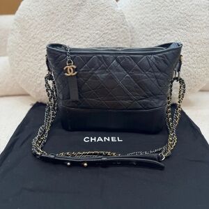 Chanel Black Quilted Crinkled Calfskin Leather Shoulder Bag